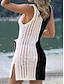 ieftine rochii simple-Pentru femei Rochie casual Rochie teacă Rochie de Vară Rochie Mini Negru și Alb Negru Alb Fără manșon Culoare pură Decupată Vară Primăvară În V Modă 2023 S M L XL