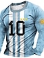 voordelige 3D-T-shirt voor heren-Voor heren T-shirt T-shirts Grafisch WK 2022 Strakke ronde hals Kleding 3D-afdrukken Argentina Football Buiten Casual Lange mouw Afdrukken Vintage Modieus Ontwerper