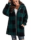 voordelige Dameshoodies &amp; sweatshirts-Dames Fleece jas Basic Zak Rits omhoog Zwart Lichtgroen Rood Ruitjes Straat Capuchon Lange mouw Fleece