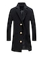 cheap Men&#039;s Trench Coat-Men&#039;s Winter Coat Overcoat Trench Coat Short Coat Overcoat Work Business Winter Polyester Warm Outerwear Clothing Apparel Solid Colored Classic Style Notch lapel collar