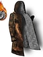 preiswerte Fleecejacke für Herren-Herren Wintermantel Fleecejacke Mantel Sport &amp; Natur Freizeitskleidung warm halten Atmungsaktiv Zip Tasche Herbst Winter Grafik-Drucke Totem Strassenmode Sport Kapuzenpullover Lang Regular Fit Gelb