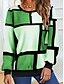 abordables Sudaderas de mujer-Mujer Sudadera Pull-over Ropa de calle Rosa Azul Piscina Verde Trébol Bloque de color Casual Escote Redondo Talla Grande Manga Larga