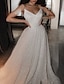 Χαμηλού Κόστους Φορέματα Χορού Αποφοίτησης-Βραδινή τουαλέτα Φορέματα χορού Λαμπερή Φόρεμα Γαμήλιο Πάρτι Γενέθλια Ουρά μέτριου μήκους Αμάνικο Λεπτές Τιράντες Τούλι με Πούλιες 2024