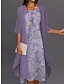 cheap Print Dress Sets-Women&#039;s Casual Dress Dress Set Two Piece Dress Midi Dress Pink Blue Purple Half Sleeve Flower Print Summer Spring Crew Neck Fashion Vacation Loose Fit 2023 M L XL XXL 3XL 4XL 5XL