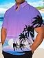 ieftine cămașă hawaiană de mărime plus pentru bărbați-Bărbați Mărime Plus Cămașă hawaiană Mare si inalt Copac de cocos Răsfrânt Buton Manșon scurt Primavara vara Tropical Modă Hawaiană În aer liber Stradă Topuri