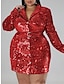 Χαμηλού Κόστους plus size φορέματα για πάρτι-γυναικείο plus size πασχαλινό φόρεμα παγιέτες blazer φόρεμα για πάρτι μονόχρωμο πουκάμισο γιακάς μακρυμάνικο φθινοπωρινό μόδα καυτό επίσημο μίνι φόρεμα μπλε κόκκινο φόρεμα