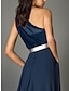Χαμηλού Κόστους Βραδινά Φορέματα-Ολόσωμη φόρμα Βραδινά φορέματα Κομψό Φόρεμα Ρουχισμός Εργασίας Μακρύ Κοντομάνικο Ένας Ώμος Τσέπη Σιφόν με Τσέπη 2024