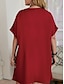 billige Hverdagskjoler i plusstørrelse-kvinners pluss størrelse kurve fritidskjole t-skjorte kjole t-skjorte skiftekjole ensfarget midikjole kortermet rund hals basic daglig svart rød vår sommer l 3xl 4xl 5xl 6xl