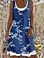 cheap Print Dresses-Women&#039;s Denim Dress Casual Dress Mini Dress Blue Dusty Blue Light Blue Sleeveless Floral Patchwork Summer Spring U Neck Fashion Vacation Loose Fit 2023 S M L XL XXL 3XL 4XL 5XL