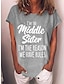 cheap Tees &amp; T Shirts-Women&#039;s Casual Weekend T shirt Tee Short Sleeve Text Round Neck Basic Tops Green Blue Gray S