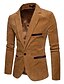 baratos Blazers Clássicos Masculinos-Homens Jaqueta de Veludo Blazer O negócio Férias Durável Casual / Diário Bolsos Inverno Primavera &amp; Outono Cor Sólida / Simples Aquecimento Conforto Colarinho Liso Padrão Vinho Azul Marinho Escuro