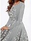 abordables Robes à motifs-Femme Robe casual Floral Imprimer Col Ras du Cou Robe mi-longue du quotidien manche longue Printemps Automne