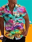 cheap Men&#039;s Plus Size Shirts-Men&#039;s Shirt Summer Hawaiian Shirt Gradient Coconut Tree Graphic Prints Turndown Black Blue Purple Green Rainbow Casual Hawaiian Short Sleeve Print Button-Down Clothing Apparel Tropical Fashion