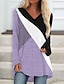 cheap Blouses &amp; Shirts-Women&#039;s Shirt Blouse Pink Blue Purple Print Color Block Casual Long Sleeve V Neck Basic Long S