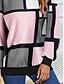 cheap Women&#039;s Hoodies &amp; Sweatshirts-Women&#039;s Sweatshirt Pullover Streetwear Pink Blue Green Color Block Casual Round Neck Plus Size Long Sleeve