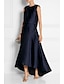 cheap Mother of Bride Dresses with Jacket-Two Piece Sheath / Column Mother of the Bride Dress Wedding Guest Elegant Simple High Low Jewel Neck Asymmetrical Taffeta Sleeveless with Pleats Solid Color 2024