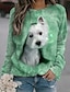 cheap Women&#039;s Hoodies &amp; Sweatshirts-Women&#039;s Sweatshirt Pullover Dog Street Casual Pink Blue Purple Basic Round Neck Long Sleeve Top Micro-elastic Fall &amp; Winter