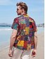 abordables Chemises imprimées pour hommes-Chemise d&#039;été hawaïenne rétro en coton et lin pour hommes