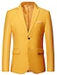 baratos Blazers masculinos-Homens Blusão Blazer Casamento O negócio Exterior Bolsos Primavera Outono Tecido Moda Roupas de Festa Lapela Preto Branco Amarelo Rosa Vinho Casaco