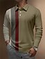 cheap Graphic Polo-Men&#039;s Polo Shirt Golf Shirt Striped Graphic Prints Turndown Khaki Outdoor Street Long Sleeve Button-Down Print Clothing Apparel Fashion Streetwear Designer Soft