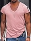 baratos Camisetas masculinas casuais-Homens Camiseta Tecido Decote V Desportos e Ar livre Esporte Manga Curta Roupa Moda Roupa de rua Rosa Casual Diário