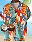 abordables Camisas hawaianas-Hombre Camisa camisa hawaiana Animal Gato Estampados Cuello Vuelto Arco Iris Impresión 3D Calle Casual Mangas cortas Abotonar Estampado Ropa Tropical Moda Hawaiano Design