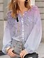 cheap Blouses &amp; Shirts-Women&#039;s Shirt Blouse White Pink Blue Button Print Floral Casual Daily Long Sleeve Round Neck Basic Regular Floral S