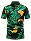 preiswerte Sommer-Hawaii-Hemden für Herren-Herren Lässiges Hemd Sommerhemd Strandhemd Hawaiihemd Sommerhemd Blumenhemd Schwarz Rote Grün Dunkel Blau Dunkelblau Kurze Ärmel Blumenmuster Stehkragen Hawaiianisch Festtage Button-Down Bekleidung