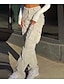 tanie cargobukser for kvinner-Women&#039;s Cargo Pants Cotton Blend Black Light Grey Beige Mid Waist Vacation Casual Lounge Office Baggy Micro-elastic Full Length Comfort Plain S M L XL