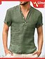 cheap Men&#039;s Casual Shirts-Men&#039;s shirt Linen Solid Colored Classic Pocket Short Sleeve Party Regular Fit Tops Cotton Party Stylish Modern Style Basic V Neck Gray Green White Streetwear / Daily / Work Summer Shirts Comfortable