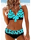 abordables Conjuntos de bikini-Mujer Talla Grande Bañadores Bikini 2 piezas Traje de baño corbata frontal Ombre Degradado de color Tropical Relleno Trajes de baño