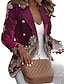 cheap Women&#039;s Blazer&amp;Suits-Women&#039;s Blazer Lightweight Comfortable School Party Office Christmas Print Open Front Lapel Contemporary OL Style Baroque Office / career Print Regular Fit Outerwear Long Sleeve Spring Fall Purple S
