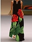 olcso Mintás ruhák-Női Maxi hosszú ruha hétköznapi ruha Pólóruha Váltó ruha Virágos Alkalmi Szabadtéri Napi Hétvége Zseb Nyomtatott Ujjatlan V-alakú Ruha Normál Fekete Fehér Sárga Nyár Tavasz S M L XL XXL