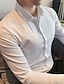 baratos Camisas masculinas de negócios-Homens Saia Azul Claro Preto Branco Manga Longa Tecido Lapela Primavera Outono Casamento Escritório e Carreira Roupa