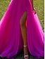 tanie Sukienki studniówkowe-Balowa Suknie balowe Elegancja Sukienka Studniówka Urodziny Tren sweep Długi rękaw Na jedno ramię Tiul z Falbany Rozcięciem 2024