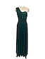cheap Party Dresses-A-Line Wedding Guest Dresses Sexy Dress Wedding Guest Sweep / Brush Train Sleeveless One Shoulder Polyester with Pleats Slit 2023