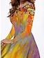 cheap Print Dresses-Women&#039;s Shift Dress Floral Print Crew Neck Midi Dress Daily Long Sleeve Summer Spring