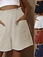cheap Shorts-Women&#039;s Wide Leg Slacks Bermuda shorts Linen Blue Red Beige Basic Streetwear Casual / Sporty Mid Waist Pocket Casual Short Plain Breathable S M L XL XXL / Loose Fit