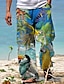 Недорогие Брюки с принтом-Муж. Штаны Летние штаны Пляжные штаны Кулиска Эластичная талия Прямая нога Животное Растения Графические принты Комфорт Повседневные Праздники Гавайский Оригинальный рисунок Черный Желтый