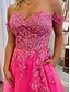 cheap Prom Dresses-A-Line Prom Dresses Princess Dress Formal Prom Sweep / Brush Train Sleeveless Off Shoulder Tulle Backless with Pleats Appliques 2023