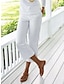 cheap Women&#039;s Cotton Linen Pants-Women&#039;s Linen Pants Faux Linen Plain Black White Fashion Calf-Length Casual Daily