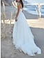 baratos Vestidos de Casamento-Praia Sensual Vestidos de noiva Linha A Decote Princesa Sem Alças Cauda Corte Renda Vestidos de noiva Com Pregas Fenda Frontal 2024