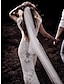 cheap Wedding Dresses-Beach Boho Wedding Dresses Mermaid / Trumpet V Neck Cap Sleeve Court Train Lace Bridal Gowns With Appliques Solid Color 2024