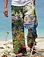 cheap Printed Pants-Men&#039;s Trousers Summer Pants Beach Pants Drawstring Elastic Waist Straight Leg Animal Plants Graphic Prints Comfort Casual Daily Holiday Hawaiian Designer Black Yellow