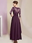 cheap Mother of the Bride Dresses-Sheath / Column Mother of the Bride Dress Wedding Guest Elegant Simple Jewel Neck Ankle Length Chiffon Lace 3/4 Length Sleeve with Pleats Sequin 2024