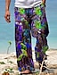 cheap Printed Pants-Men&#039;s Trousers Summer Pants Beach Pants Drawstring Elastic Waist Straight Leg Animal Plants Graphic Prints Comfort Casual Daily Holiday Hawaiian Designer Black Yellow