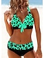 billige Bikinisæt-Dame Plusstørrelser Badetøj Bikini 2 stk badedragt binde foran Nuance Gradientfarve Tropisk Push-up bukser Badedragter