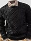 זול סוודר סוודר לגברים-בגדי ריקוד גברים סוודר מצולע כבל לִסְרוֹג חתוך סרוג צווארון עגול קצר מודרני עכשווי לבוש יומיומי ליציאה ביגוד סתיו חורף שחור ורוד מסמיק M L XL