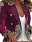 cheap Women&#039;s Blazer&amp;Suits-Women&#039;s Blazer Lightweight Comfortable School Party Office Christmas Print Open Front Lapel Contemporary OL Style Baroque Office / career Print Regular Fit Outerwear Long Sleeve Spring Fall Purple S