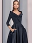 cheap Mother of the Bride Dresses-A-Line Mother of the Bride Dress Wedding Guest Elegant High Low Sweet Spaghetti Strap Asymmetrical Tea Length Satin 3/4 Length Sleeve with Pleats 2024